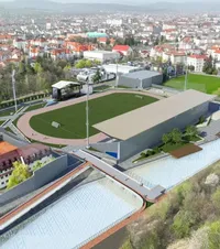 Stadion de 3,5 mil. €   FOTO.  Arena din Bistrița, criticată de FCSB, a fost  cumpărată de Primărie  în falimentul fostului club Gloria. Cum va fi modernizată