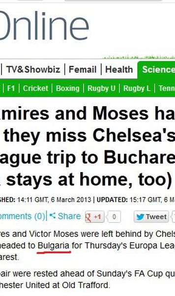 Daily Mail: "Ramires, Moses si Ba nu au facut deplasarea in Bulgaria, pentru meciul cu Steaua"