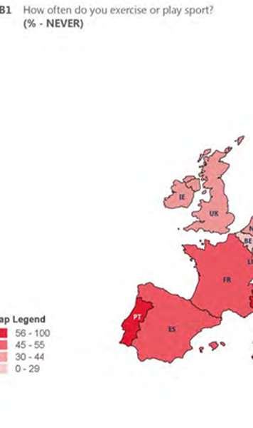 INFOGRAFIC Cât de rău stăm la capitolul mișcare - România, printre fruntașe la categoria ”nu fac niciodată sport”