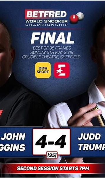 ​CM Snooker: John Higgins și Judd Trump, la egalitate după prima sesiune a finalei (scor 4-4)