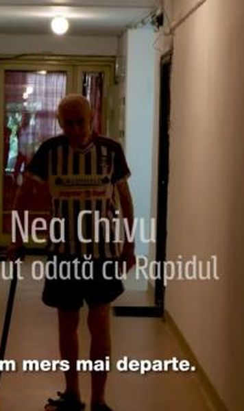 VIDEO Nea Chivu (96 ani) și Mitică Popescu îi cheamă pe rapidiști la stadion: "Întotdeauna am mers mai departe"