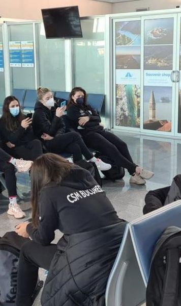 FOTO CSM Bucureşti, blocată pe aeroportul din Podgorica după victoria cu Buducnost