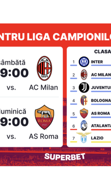 Lupta pentru Liga Campionilor continuă în Serie A! Juventus – Milan şi Napoli – Roma, meciurile etapei