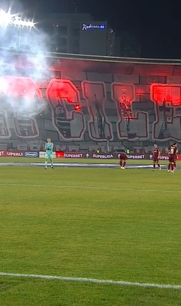 Show la derby-ul clujului  Scenografie  de zile mari a suporterilor Universității! Ce s-a întâmplat pe Cluj Arena