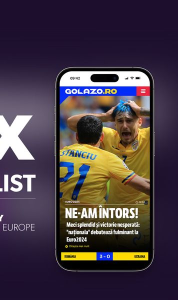 GOLAZO.ro, două finale!   Cel mai spectaculos site de sport  din România este dublu finalist la Digiday Media Awards Europe