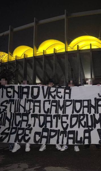 Mesajul fanilor olteni   Bannerul afișat  de suporterii Universității Craiova la Arena Națională, înaintea meciului cu FCSB