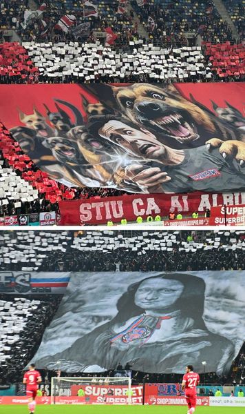 Câini vs. Mona Lisa Atmosferă incendiară pe Arenă la Dinamo - FCSB. Scenografii, petarde și torțe