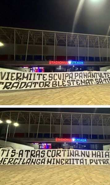 Violența din mesaje, până unde?  Fanii CSA Steaua au afișat   mesaje jignitoare  la adresa lui Ion Iliescu, a minerilor și a lui Gigi Becali