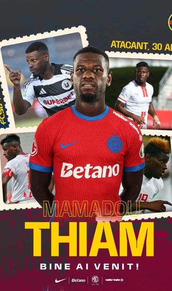 Thiam, prezentat la FCSB   Noul atacant al campioanei   a efectuat  deja primul antrenament » Ce număr va avea