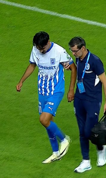 Probleme cu Baiaram  Panică mare la Craiova! Atacantul a fost dus la spital imediat după meci: „Mă doare,   am simțit cum fuge genunchiul!”