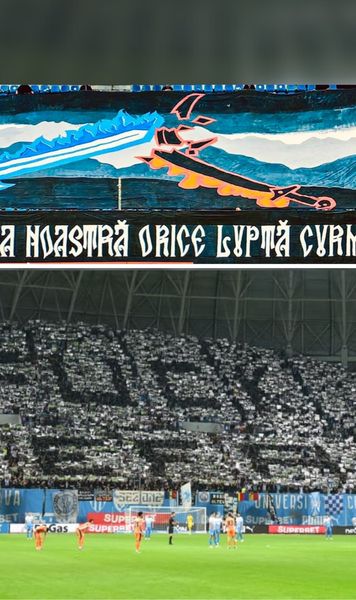 Cum arăta scenografia interzisă de UEFA  Suporterii U Craiova au reacționat dur după decizia forului:   „Mafioți!  Un alt abuz dintr-o serie nesfârșită”