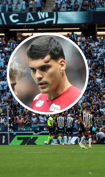 Lovit cu genunchiul în cap    FOTO.  Portarul echipei Santos s-a ales cu un   cucui imens.  Mesaj de pe patul de spital