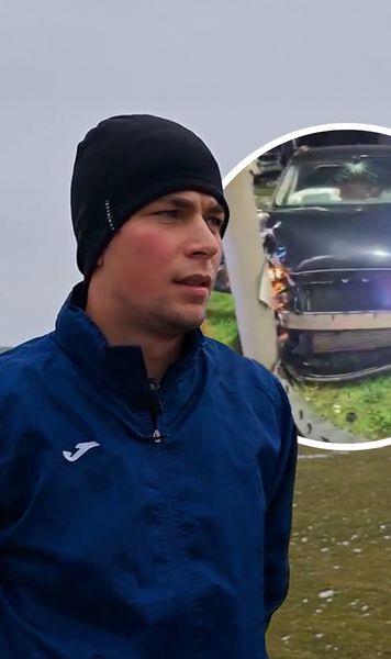 S-a izbit cu mașina de stâlp    FOTO. Căpitanul unei echipe din România a făcut   accident în centrul orașului,  după ce a consumat alcool