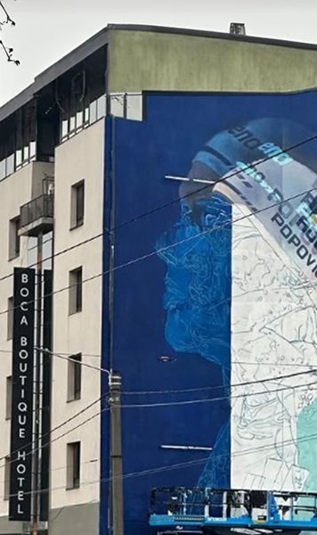 Mural cu David Popovici  Campionul olimpic va avea chipul pictat pe o   clădire din Timișoara