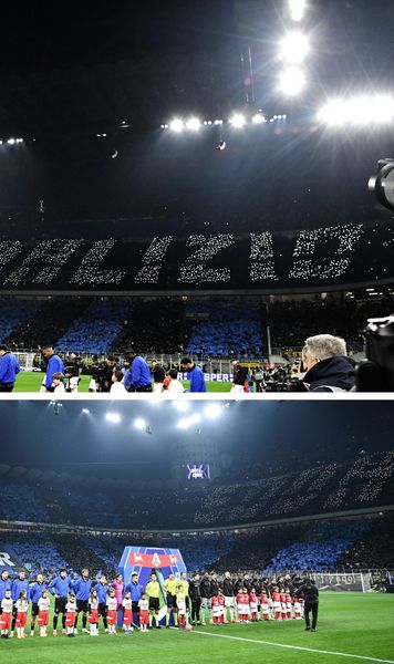 Ultrașii au improvizat    FOTO:  Au sfidat interdicția impusă de autorități!   Cum și-au afișat mesajul  în timpul meciului Inter - AC Milan