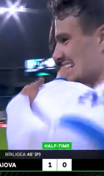 Bîrligea, „transferat” la Craiova    FOTO:  Ce a apărut pe grafica TV la finalul partidei cu   Mainz,  din Conference League