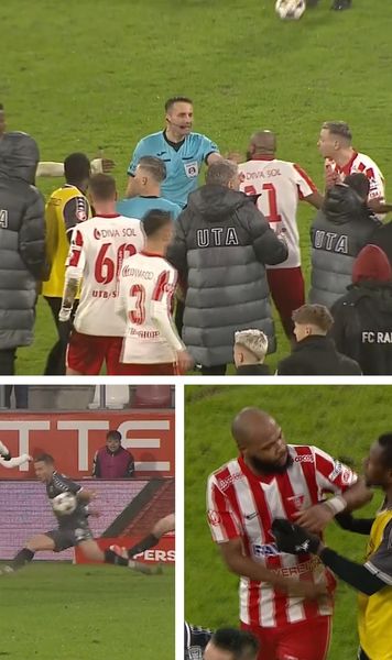 Abdallah, un car de nervi     FOTO.  Atacantul celor de la UTA,   greu de stăpânit  după înfrângerea cu Rapid: conflict pe teren!