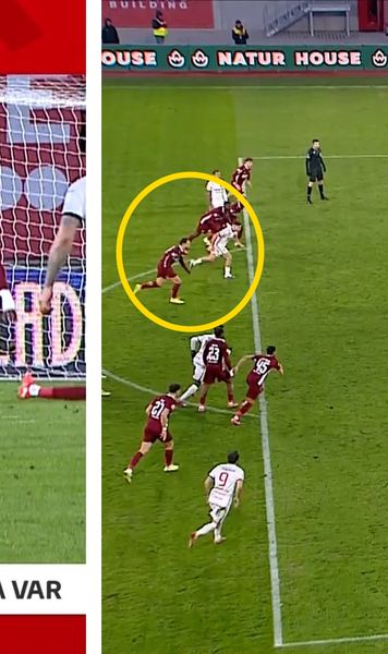 Trebuia repetat penalty-ul?    FOTO.   Fază controversată în   Hermannstadt - CFR Cluj  » Ce spune regulamentul și ce a decis „centralul” Andrei Chivulete