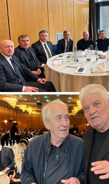 La masă cu Valentin Ceaușescu    FOTO:  Ioan Andone, alături de fiul fostului dictator, după înhumarea lui Lucescu +   Cine a mai fost alături de ei