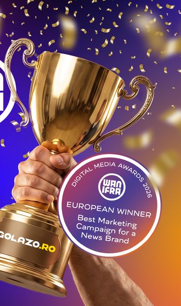 Trofeu european pentru GOLAZO.ro  Am câștigat premiul WAN-IFRA pentru   cea mai bună campanie  de marketing a unui brand de presă din Europa!