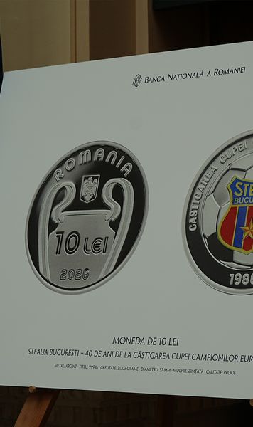 Steaua 86, omagiată de BNR     VIDEO+FOTO.   Legendele care au cucerit CCE în urmă cu 40 de ani au primit   monedele aniversare  de la Mugur Isărescu