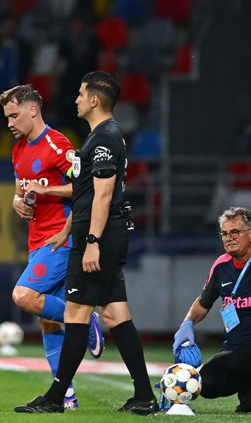 Olaru, o repriză pe jos!    Căpitanul FCSB s-a plâns 45 de minute,  urlând și protestând la fiecare duel mai tare cu apărătorii Sloboziei