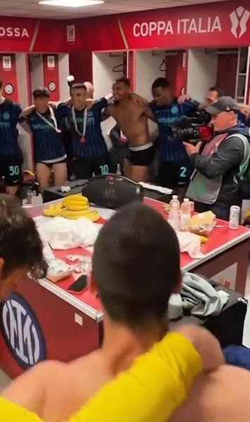 „Made in Romania” s-a auzit din nou    VIDEO.  Jucătorii lui Cristi Chivu   au făcut o horă în vestiar  după ce au câștigat Cupa Italiei