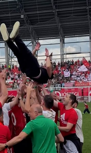 Sărbătoare la Sfântu Gheorghe     VIDEO.  Laszlo Dioszegi a intrat pe teren și a făcut spectacol, după ce   Sepsi a promovat  în Liga 1