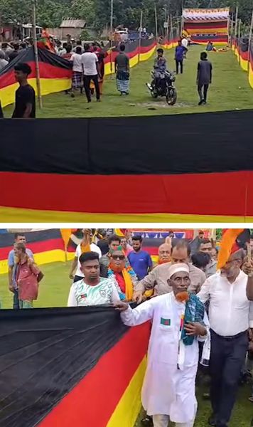 „Unii oameni îmi spun că sunt nebun”    FOTO.  Un fermier din Bangladesh a făcut un   steag de 7,5 kilometri  pentru Germania. Motivul e incredibil