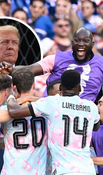 Și-au bătut joc de Trump!    FOTO.  Ce au făcut belgienii pe teren imediat după golul marcat de Lukaku.   Președintele american, luat la țintă