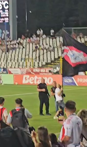 Scos cu forța din stadion!   VIDEO:  Un fan al Oțelului,  gesturi provocatoare în fața galeriei lui Dinamo  + reacția fanilor roș-albi