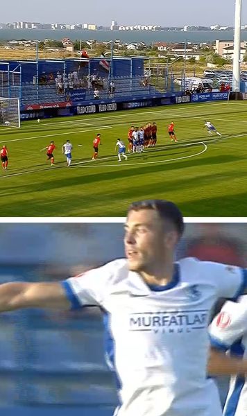 Gol de senzație la Constanța!   FOTO:   Iustin Doicaru,  reușită incredibilă din lovitură liberă, în Farul - Csikszereda