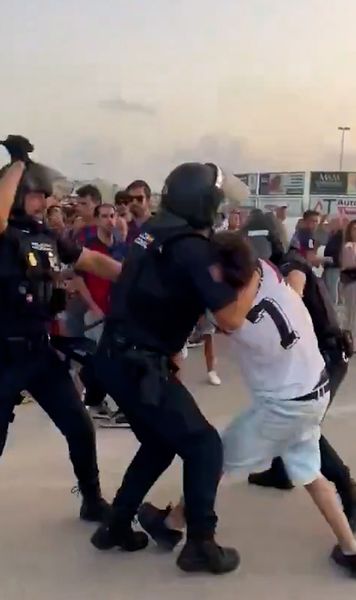 A intervenit Ministrul de Interne   VIDEO  Suporterul care a afișat  steagul separatist la stadion,  imobilizat cu bastoanele: reacția clubului