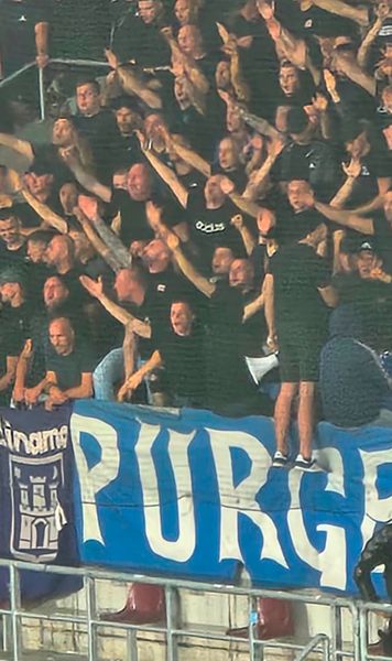 Cei mai răi ultras sunt în Giulești   FOTO-VIDEO.  Temuții Bad Blue Boys,  fanii celor de la Dinamo Zagreb,  fac show la București. Ce spun croații despre ei