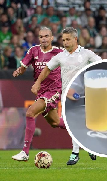 Pauză de hidratare cu bere și shot-uri   FOTO:  Moment neobișnuit la  amicalul de gală  cu legendele lui Werder Bremen și Real Madrid