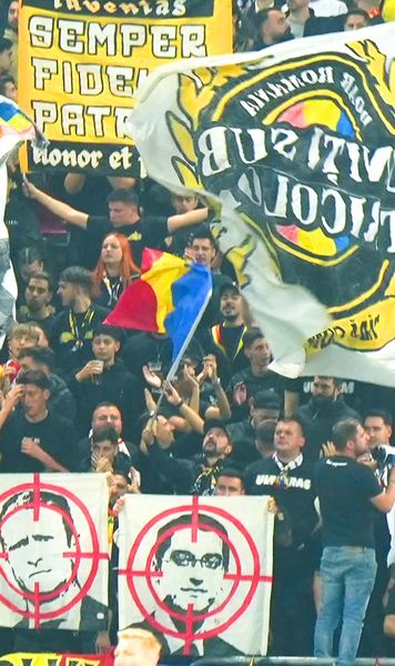 Protest violent anti-FRF   FOTO.  Burleanu și Bodescu, surprinși  cu ținta pe cap  + ultrașii lui Dinamo au afișat capturile de la Sud Steaua