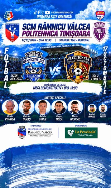 Florin Prunea, Gabriel Tamaș,  Marius Niculae, Eugen Trică și Gabriel Torje vin la  Râmnicu Vâlcea!