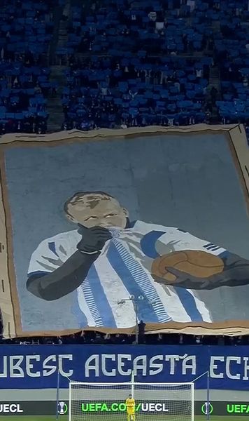 Tribut pentru „Grande”   FOTO.  Scenografie dedicată lui  Craioveanu  la duelul oltenilor cu Getafe