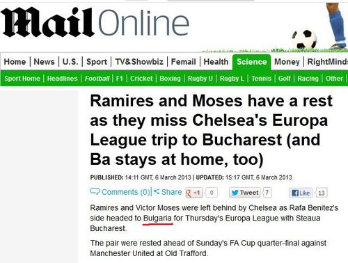 Daily Mail: "Ramires, Moses si Ba nu au facut deplasarea in Bulgaria, pentru meciul cu Steaua"