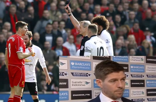 VIDEO Steven Gerrard (Liverpool), eliminat dupa doar 38 de secunde de joc in meciul cu Manchester United