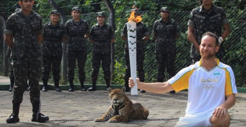 Un jaguar adus la o ceremonie a tortei olimpice a fost ucis dupa ce a scapat din lant