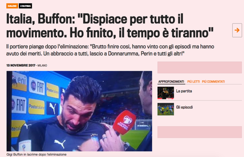 Lacrimile lui Buffon: Nu imi pare rau pentru mine, ci pentru intregul fotbal italian. Am esuat la ceva care are o importanta la nivel social