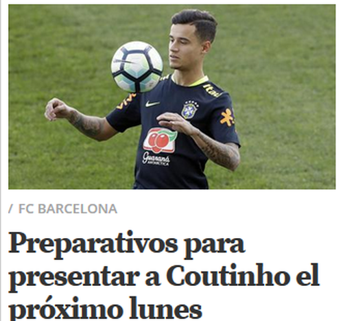 Mundo Deportivo: "Coutinho va fi prezentat luni pe Camp Nou"