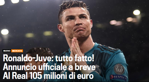 Gazzetta dello Sport: Cristiano Ronaldo va fi noul jucător al lui Juventus