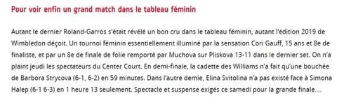 Le Figaro, despre finala dintre Simona Halep și Serena Williams: "În sfârşit, vedem un meci mare pe tabloul feminin"