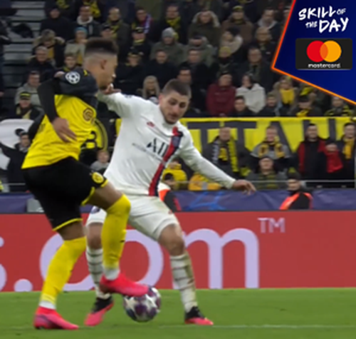 VIDEO Jadon Sancho, faza serii în Champions League - Cum l-a ridiculizat pe Verratti