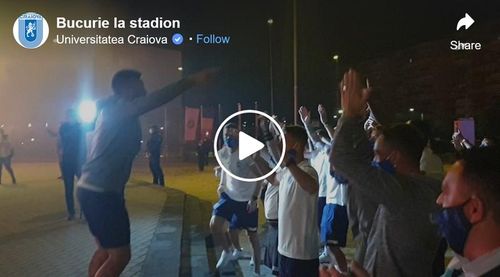VIDEO Bucurie în miez de noapte: Cum au sărbătorit fanii și jucătorii Craiovei victoria de la Botoșani