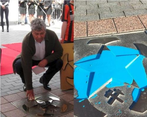 Steaua lui Mircea Lucescu de pe Aleea Celebrităţilor din Donețk, vandalizată de fanii echipei Șahtior