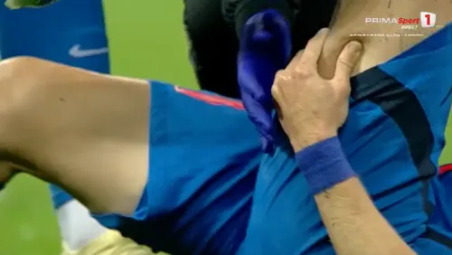 Dinamo - FCSB: accidentare Darius Olaru. Foto: captură Prima Sport