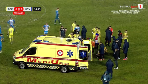 Petrolul - Craiova: accidentare Roche. Foto: captură Prima Sport